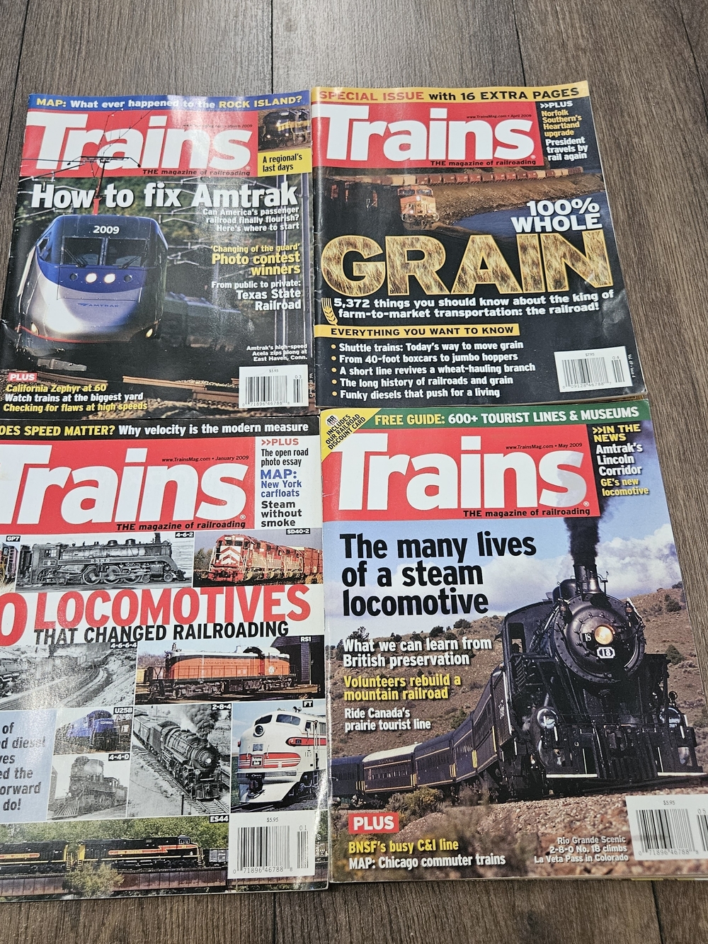 Lot of 4 Trains Magazines Issues from 2009